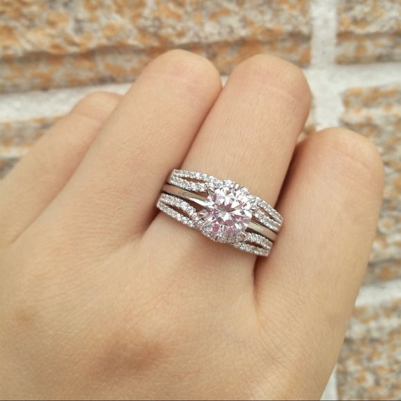 2ct Lab Simulated Diamond Ring Set - Picture 7 of 10